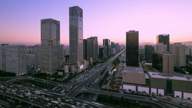 北京国贸商务区日落交通视频素材
