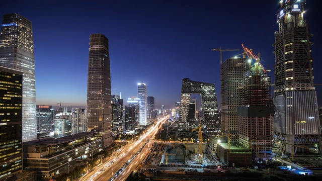 北京国贸商务区夜景视频素材