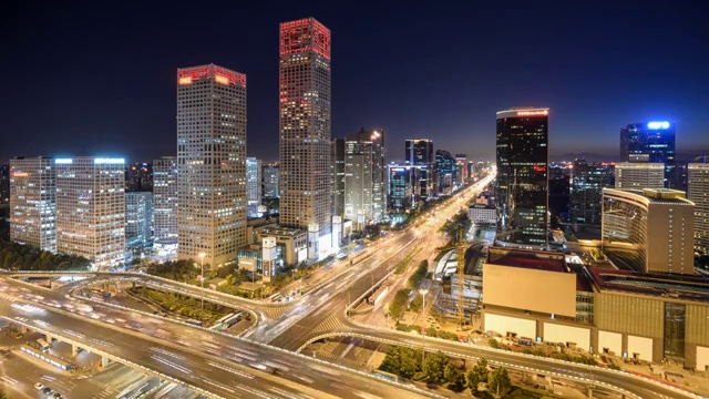 北京国贸商务区夜景视频素材