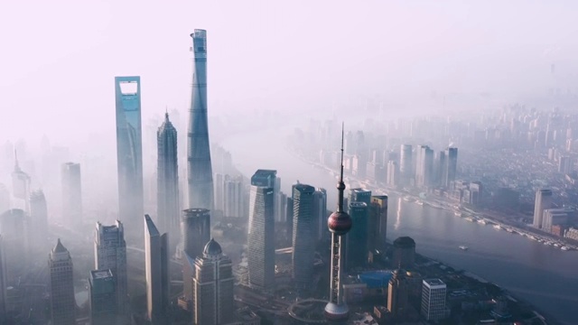 航拍上海平流霾视频素材