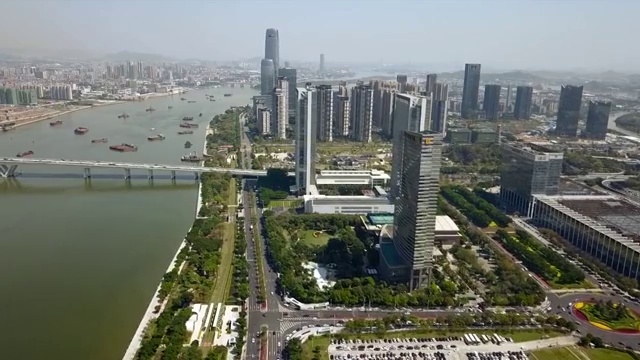 航拍广东省广州市琶洲风光视频素材