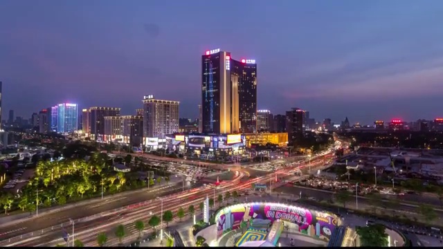 中国广东省东莞市南城CBD夜景城市风光 4K延时摄影视频素材