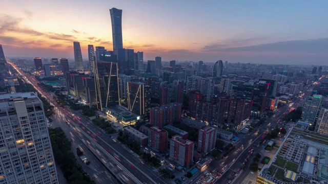 北京国贸CBD日转夜延时摄影视频素材