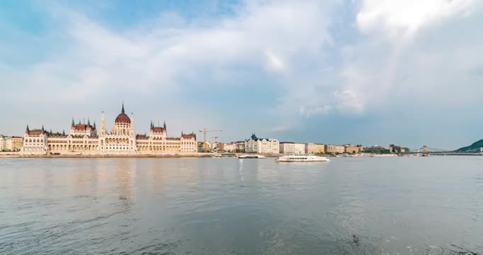 奥地利布达佩斯多瑙河议会大楼延时视频素材