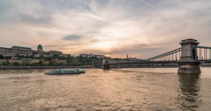 奥地利布达佩斯多瑙河晚霞延时视频素材