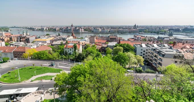 奥地利布达佩斯多瑙河全景延时视频素材