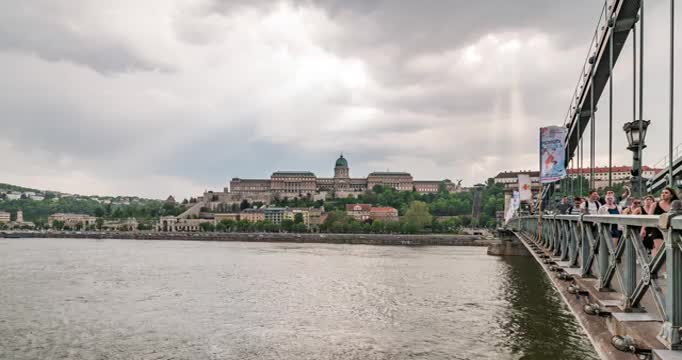 奥地利布达佩斯多瑙河大雨延时视频素材