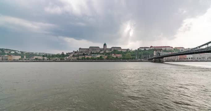 奥地利布达佩斯多瑙河大雨延时a视频素材