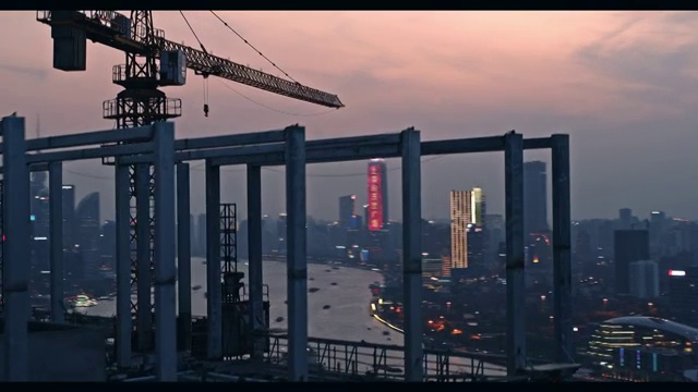 航拍上海工地建筑视频素材