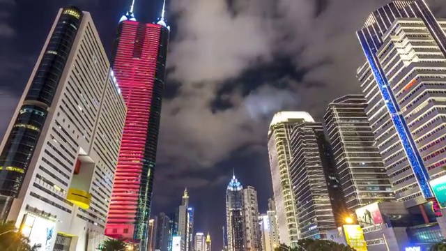 中国广东省深圳市深南大道夜景风光 4K延时摄影视频素材