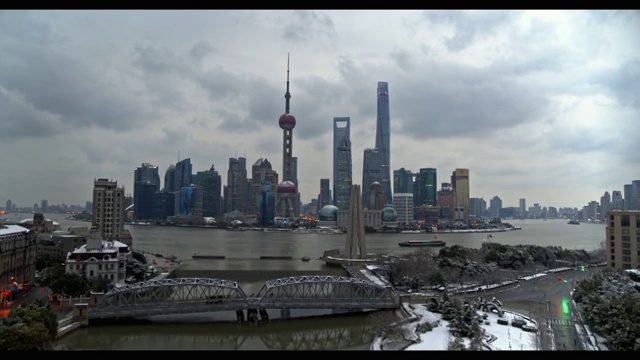 航拍上海雪景视频素材