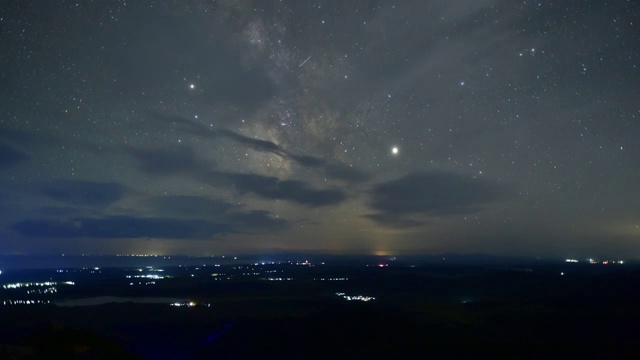 黑龙江鸡西：兴凯湖北岸蜂蜜山上的星空延时视频素材