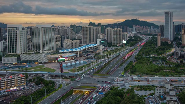 珠海市华发商都和南屏街口，全国第一堵车路段视频素材