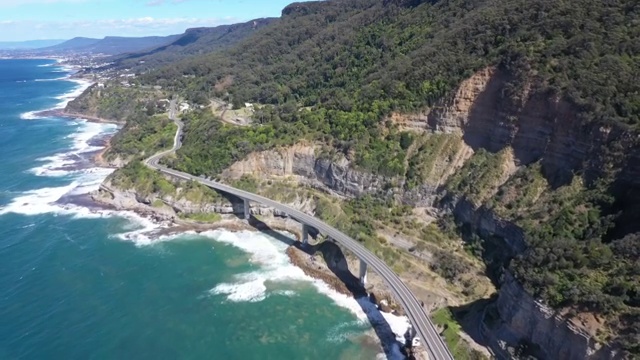 国外海边高速公路航拍4K视频视频素材