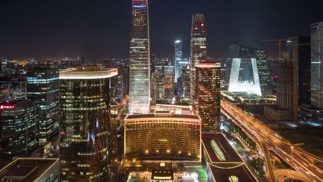 北京国贸CBD夜景视频素材