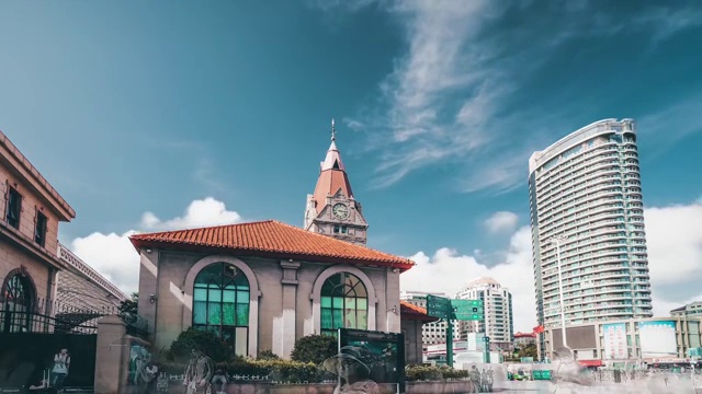 中国青岛火车站延时摄影视频素材