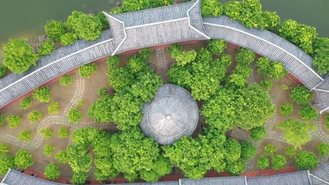 航拍广东遂溪孔子文化城的建筑风光视频素材