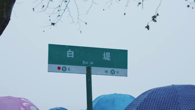 杭州白堤雪景人流视频下载