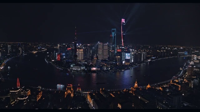 航拍上海灯光秀视频素材