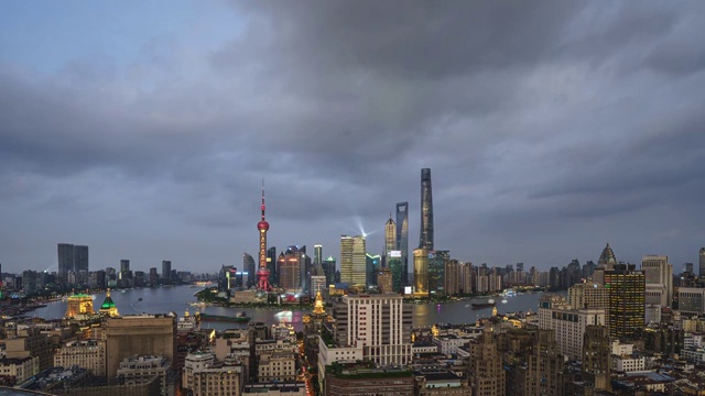 上海天际线日落缩时摄影视频素材