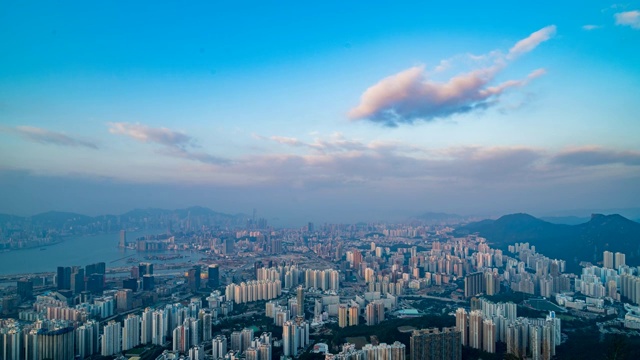 中国香港城市天际线日出晨曦延时摄影视频素材