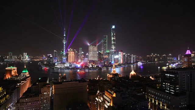 上海陆家嘴夜景灯光秀视频素材
