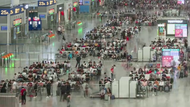 上海春运虹桥火车站延时摄影素材视频素材