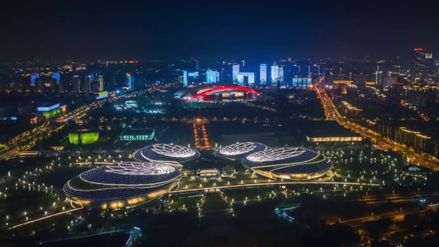航拍南京河西夜景视频素材