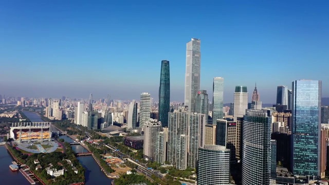 航拍广东省广州市珠江新城风光视频素材