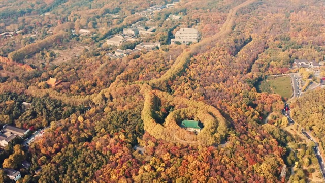 航拍秋天的南京美龄宫视频素材