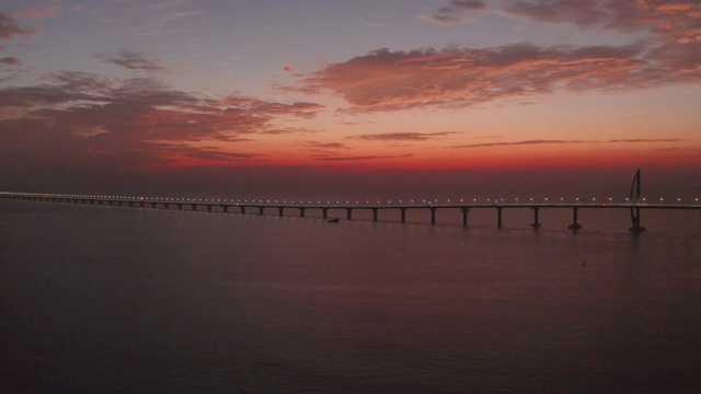 航拍港珠澳大桥日出视频素材