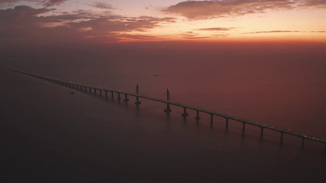 航拍港珠澳大桥日出视频素材