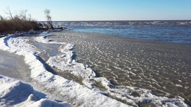 兴凯湖结冰初期岸边景观视频视频素材