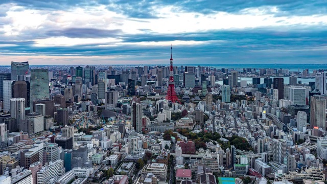 日本东京城市日转夜延时摄影视频素材