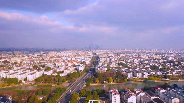 鸟瞰苏州现代城市市区延时风光视频素材
