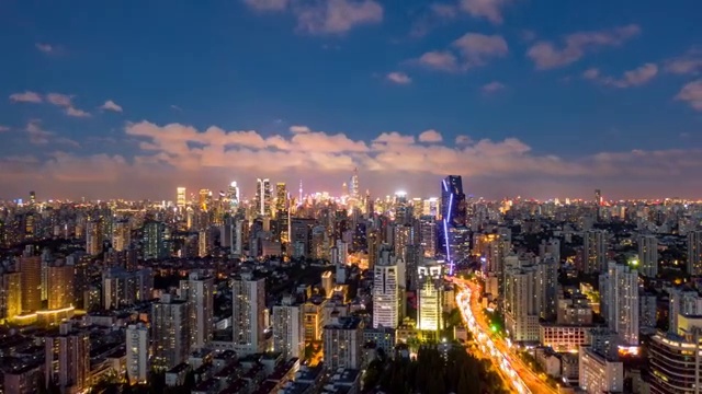 航拍上海城市风光4k延时视频素材