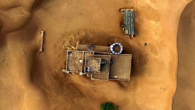 航拍腾格里沙漠风光视频素材