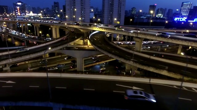 航拍上海延安路高架立交4k视频视频素材