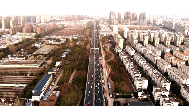 航拍上海外环线4k视频视频素材