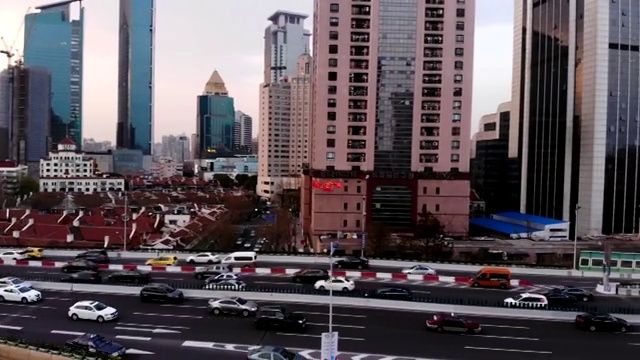 航拍上海延安路高架4k视频视频素材