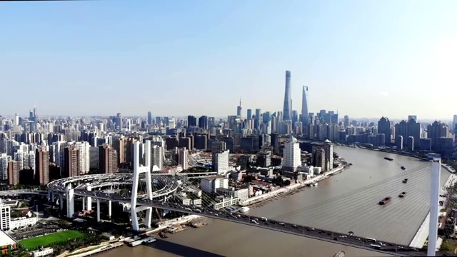 航拍上海南浦大桥4k视频视频素材