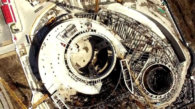 航拍建设中的上海天文馆4k视频视频购买