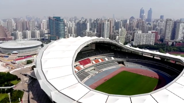 航拍上海体育场高清视频视频素材