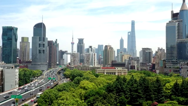 航拍上海延安路高架4k视频视频素材