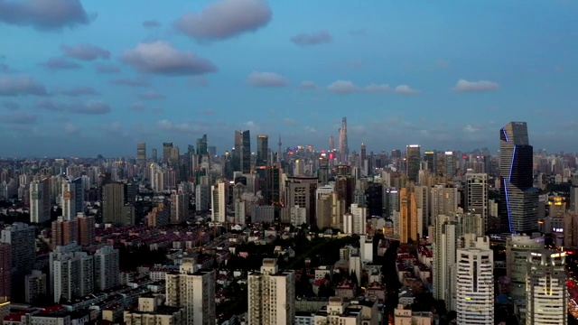 航拍上海日落4k视频视频素材