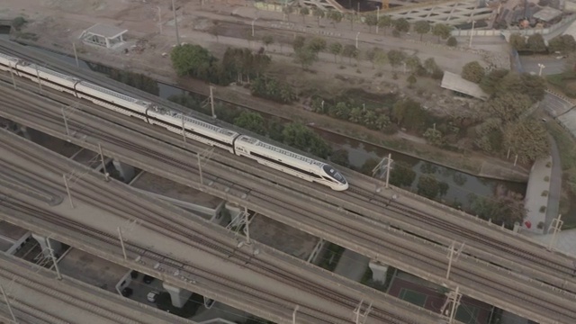 广州南站高铁行进画面视频素材