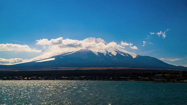 日本富士山的自然景观延时摄影视频下载