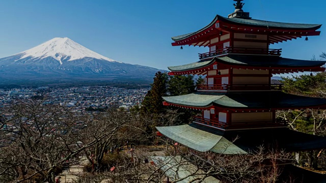 日本富士山自然景观延时摄影视频素材