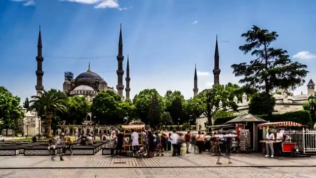 土耳其伊斯坦布尔蓝色清真寺延时摄影视频素材