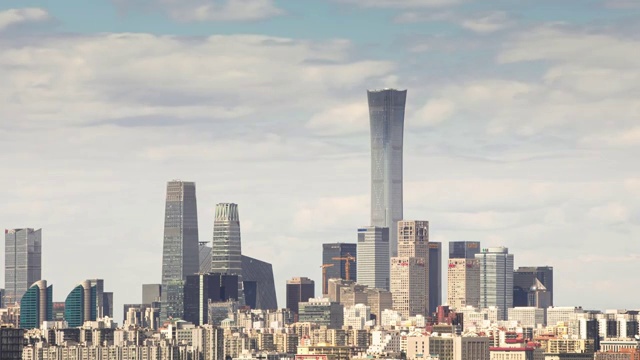 北京国贸城市风光广角固定机位白昼延时摄影视频素材
